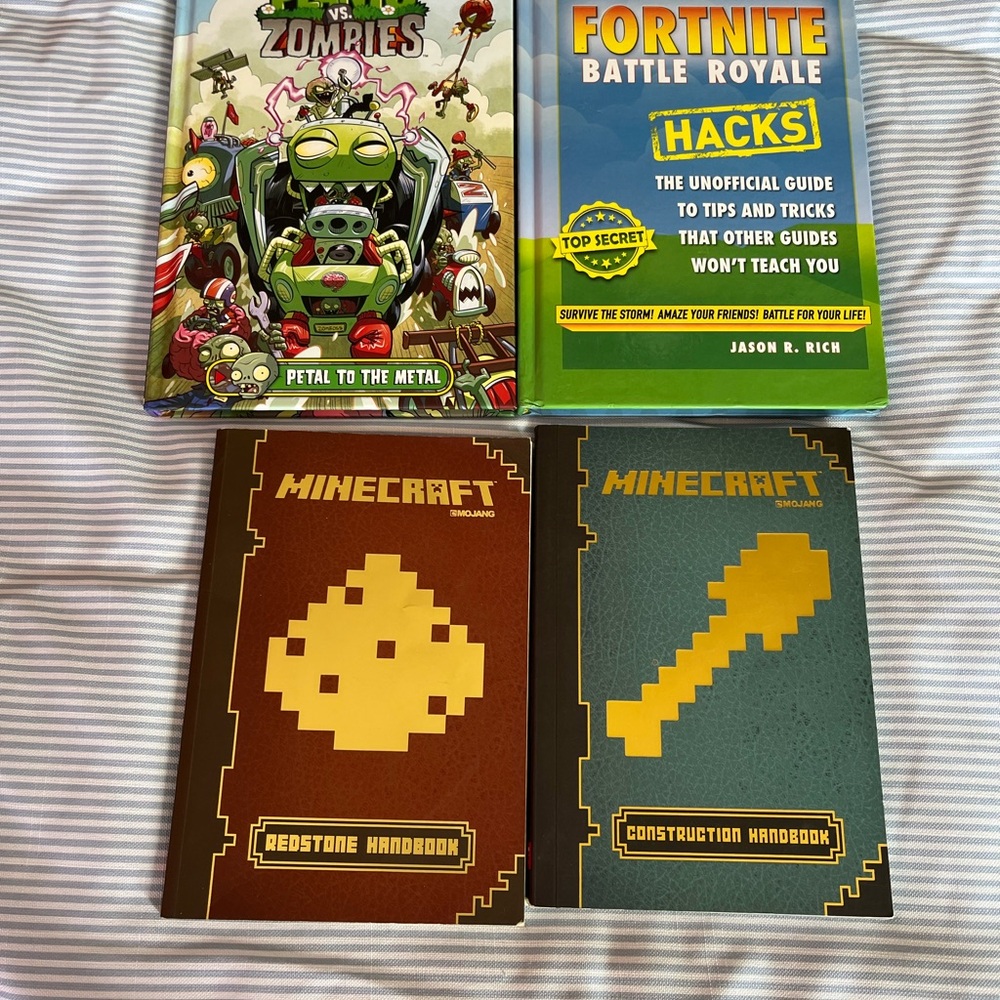 Minecraft, Fortnite and plants vs zombies books
